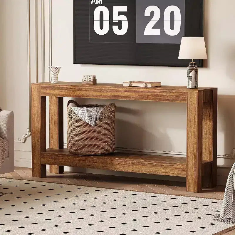 63 Entryway Console Table with 2 Drawers, Narrow Wooden Sofa Table for Living Room, Hallway, or Foyer, Accent Storage Table