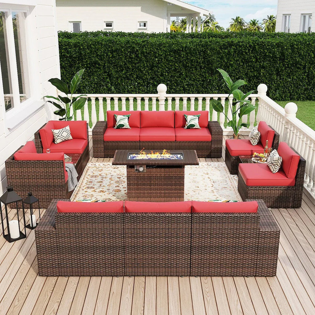 13-teiliges Gartenmöbel-Set mit 44-Feuertisch