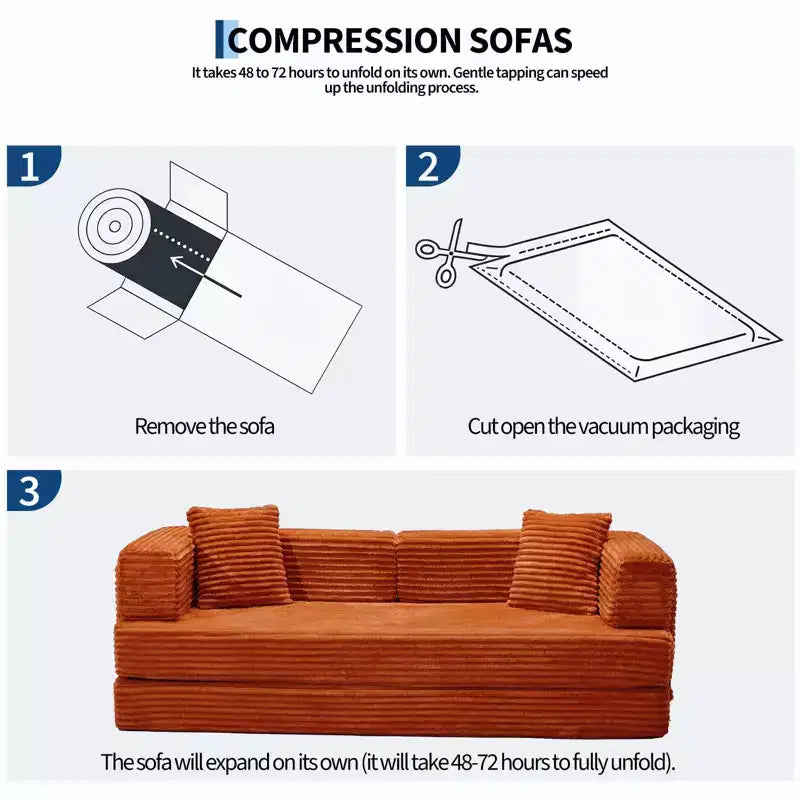 Sofá cama convertible 5 en 1 de 80,7, de pana, soporta 1200 lb, sin ensamblaje