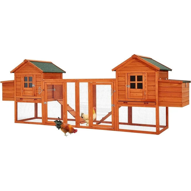 AECOJOY 144'' groot kippenhok met ren, houten hok en pluimveekooi
