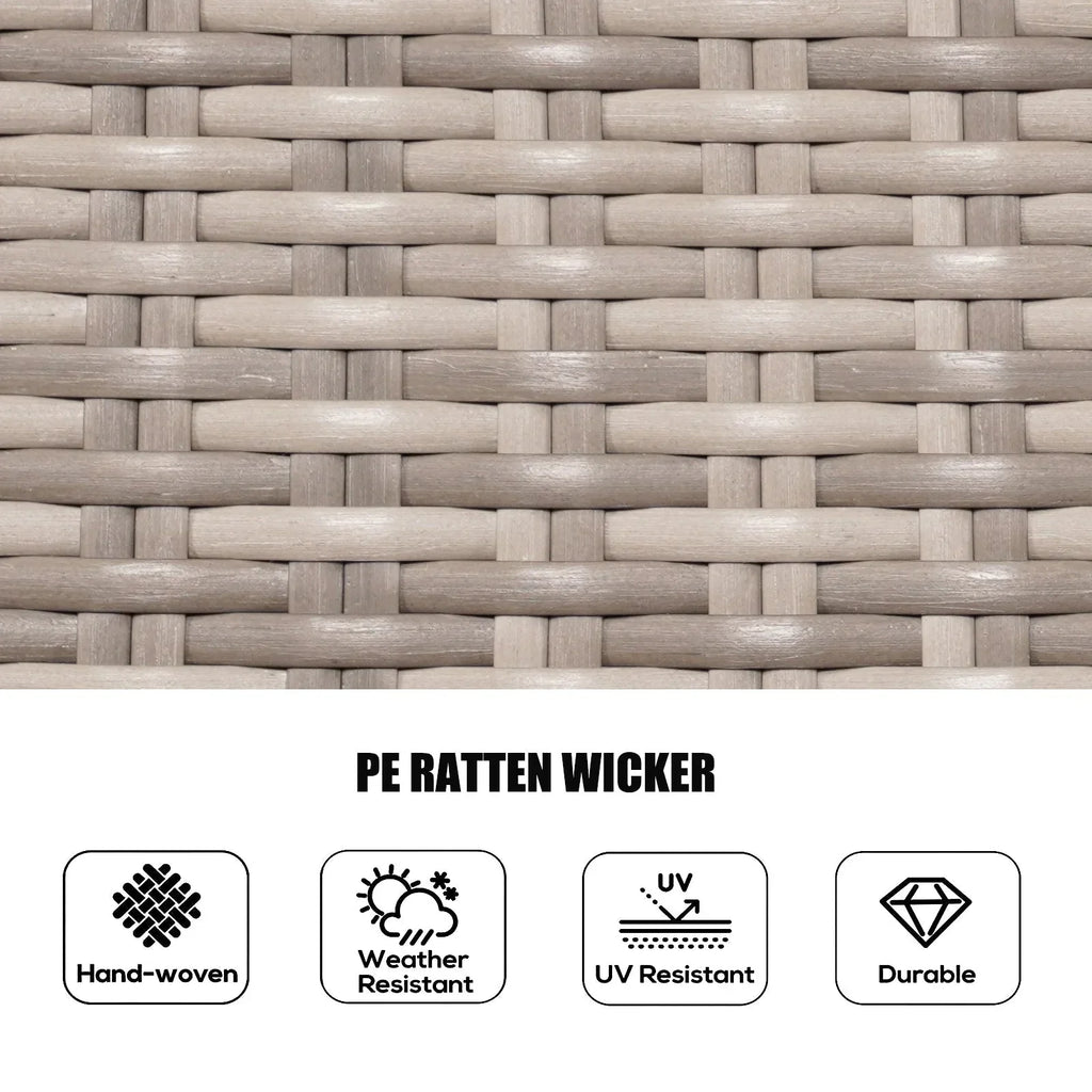 7-elementowy okrągły zestaw jadalniany na taras z rattanu syntetycznego, z poduszkami, Moda Furnishings