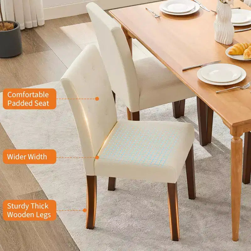 Juego de 6/4 sillas de comedor Parsons con capitonado de botones, sillas de cocina de tela tapizada con patas de madera y asientos acolchados, muebles para salón y cocina