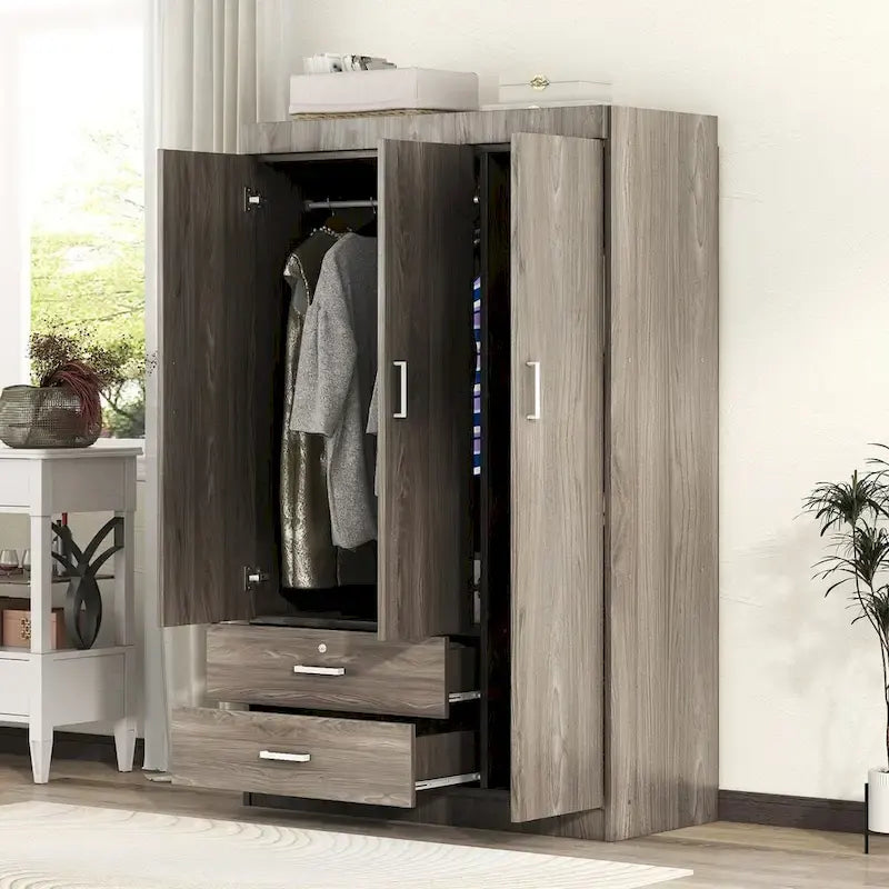 3-Door Wardrobe with 2 Drawers
