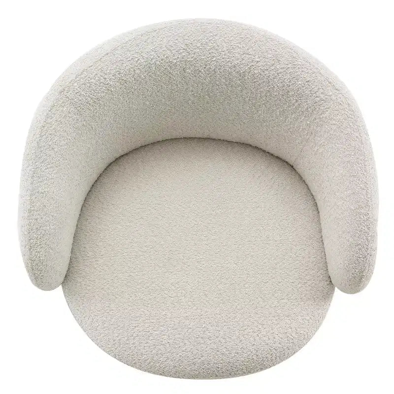 Poltrona barrel girevole imbottita d'accento Spruce&Spring con base in legno