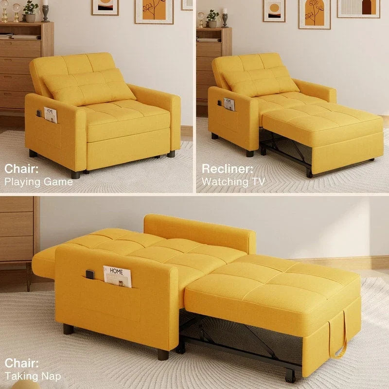 3-in-1-Schlafsofa mit verstellbarer Rückenlehne, ausziehbarer Sessel, umwandelbares Klappbett fürs Wohnzimmer