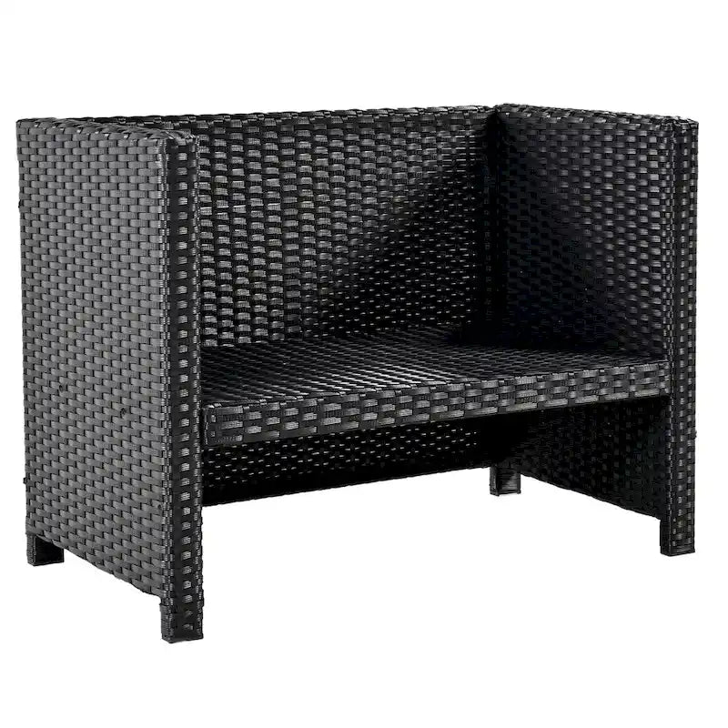 Vierkante loungeset van rotan voor buiten met spa-omlijsting en frame