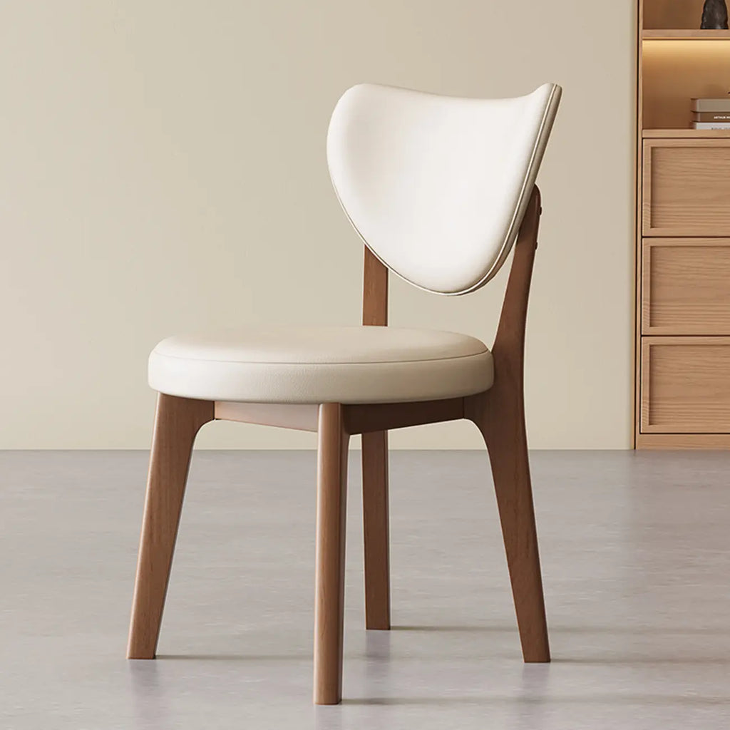 Chaise de salle à manger moderne sans accoudoirs, dossier enveloppant et revêtement en similicuir