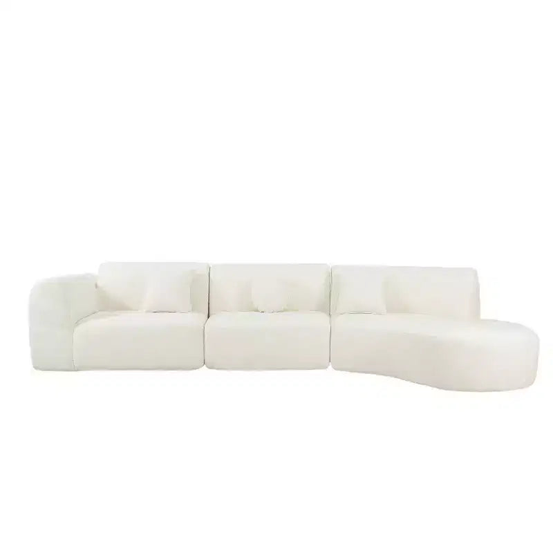 140-Inch Modern Curved Sectional Sofa with Chaise Lounge, 3-Piece Set, for Living Room