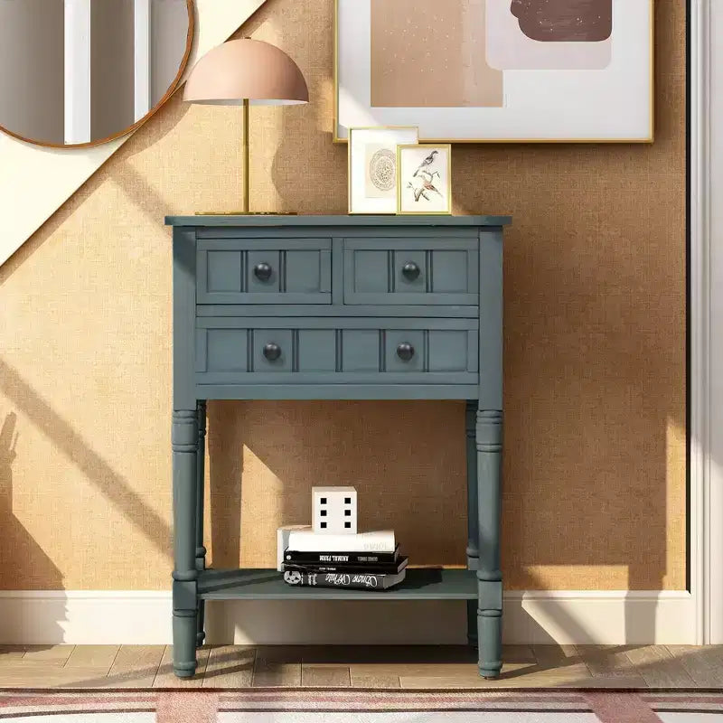 23.7in Narrow Console Table with 3 Drawers and Shelf, Sofa Table for Small Space Entryway or Living Room