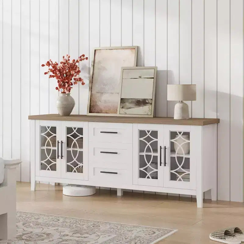 TV Stands with Storage Drawers, TV Entertainment Center, TV Console Table for Living Room Bedroom, Storage Cabinet