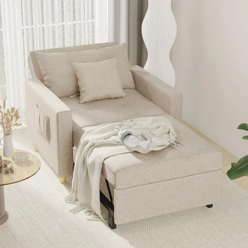 Adjustable Sleeper Chair Bed, 3-in-1 Convertible, Multiple Colors, Fits 1 Person