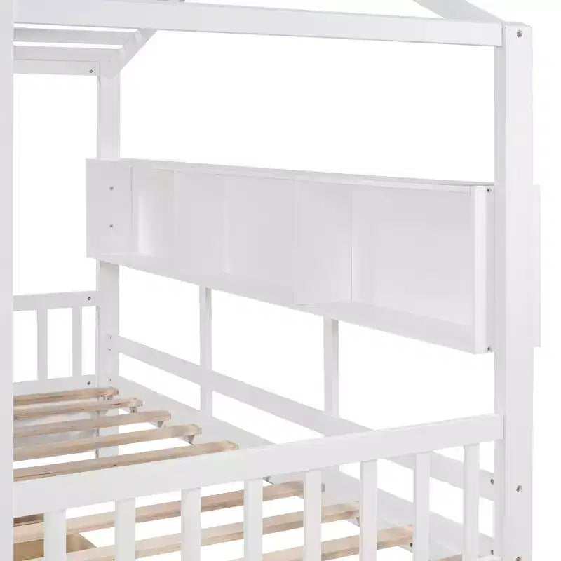 Holzhausbett in Twin-/Full-Größe mit 2 Schubladen, Kinderbett mit Ablagefach – ModernLuxe