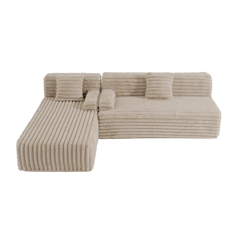 Divano componibile Cloud, divano moderno imbottito con 2 cuscini decorativi, divano componibile combinabile liberamente, divano componibile a L
