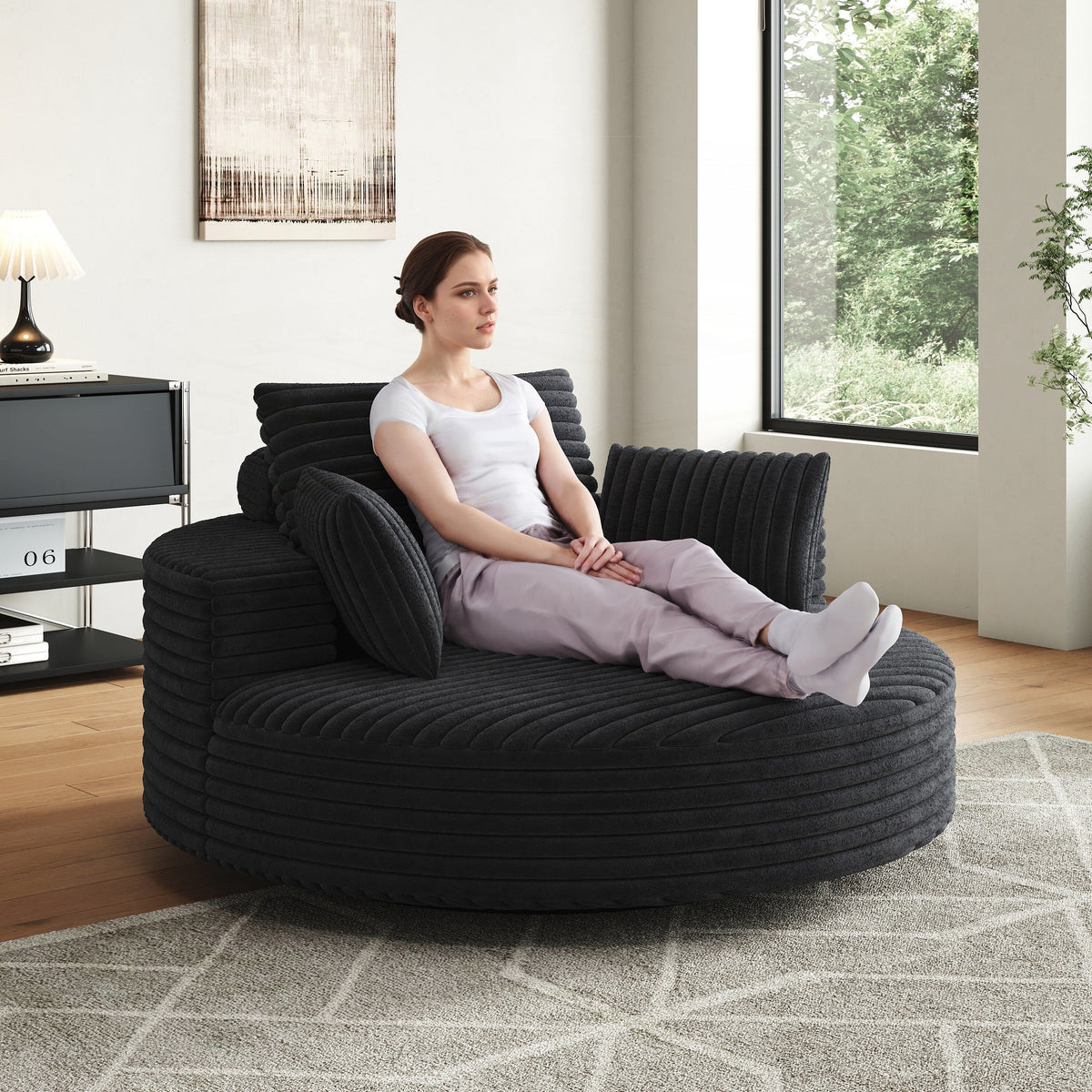 Einzelner Drehstuhl aus Cord-Chenille-Schaumstoff