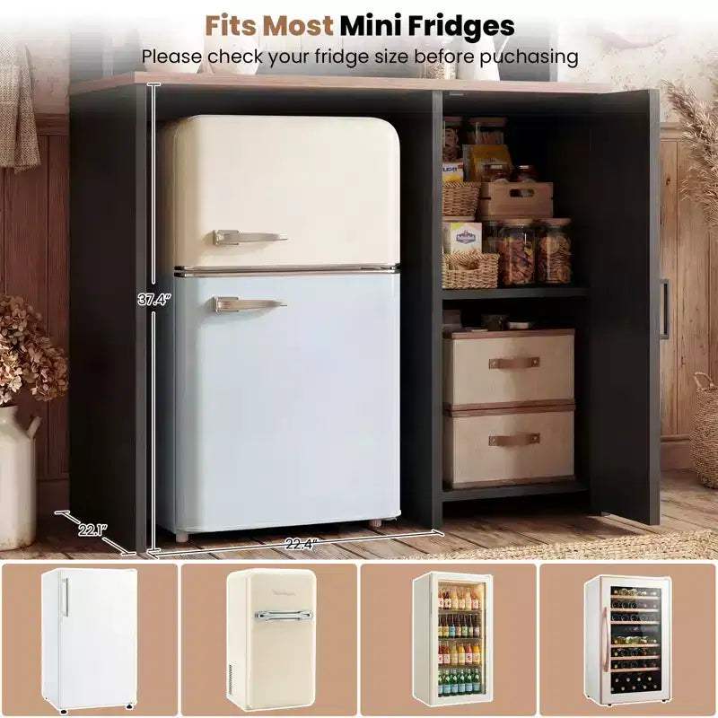 Mobile dispensa da cucina Besiost con spazio per mini frigorifero, mobile bar per caffè con ripiano contenitore