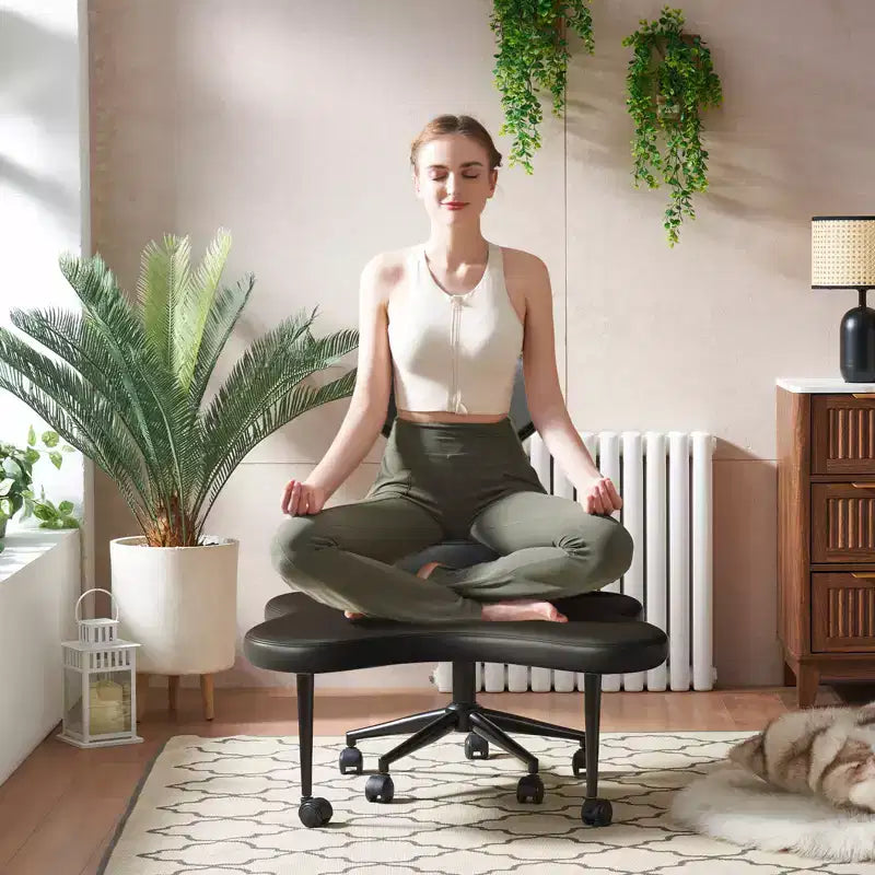 Sedia da ufficio ergonomica Pinmoco Criss Cross, sedia da meditazione regolabile in altezza, girevole a 360°, supporto lombare, sedia da lavoro e da ufficio, sedia per ADHD