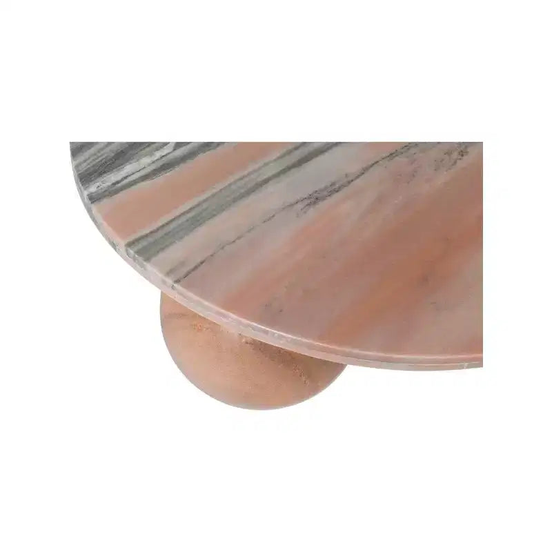Mesa de centro redonda de mármol con patas esféricas, multicolor, para 4 personas