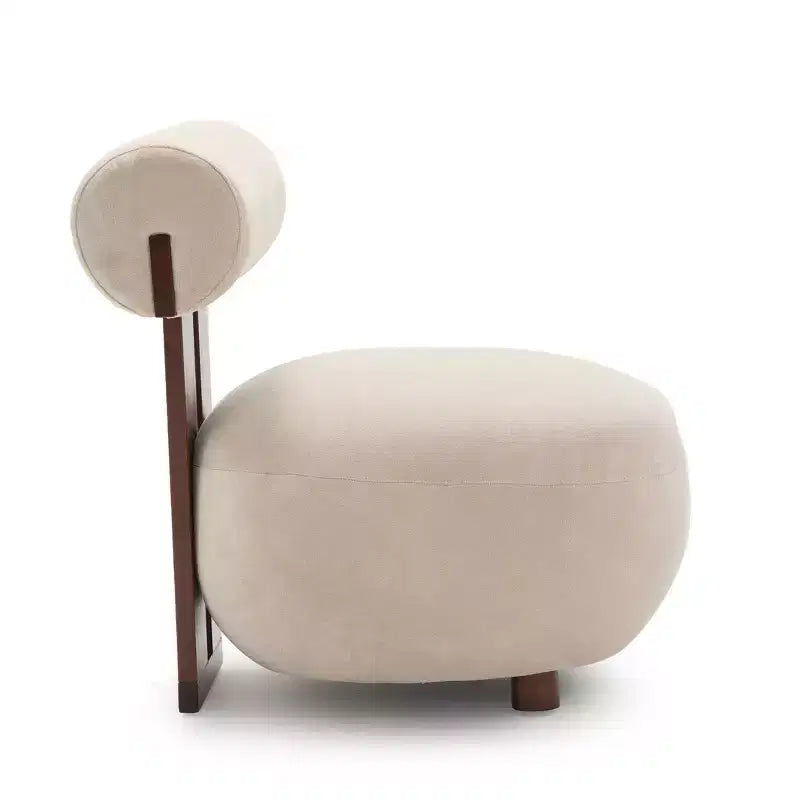 Christopher Knight Home Chariya moderner skulpturaler Akzentstuhl aus Gummibaumholz mit Samtpolsterung und zylindrischer Rückenlehne