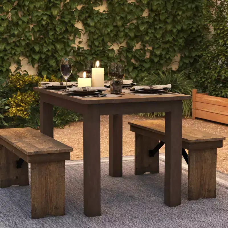 Flash Furniture 46 x 30 Rectangular Solid Pine Farm Dining Table