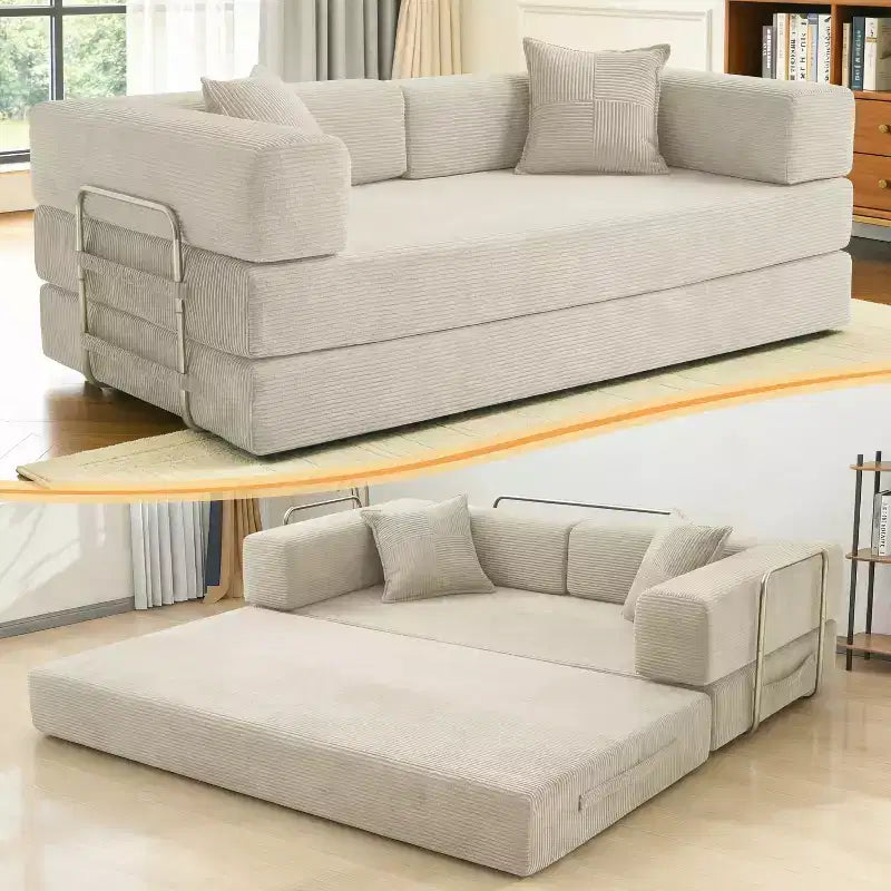 Dyonery 78 klappbares Schlafsofa, Cordbezug, Schlafcouch in King-Size-Größe für den Boden, 4-in-1-DIY-Kombination, modulares Sofa zum Ausklappen, bequem