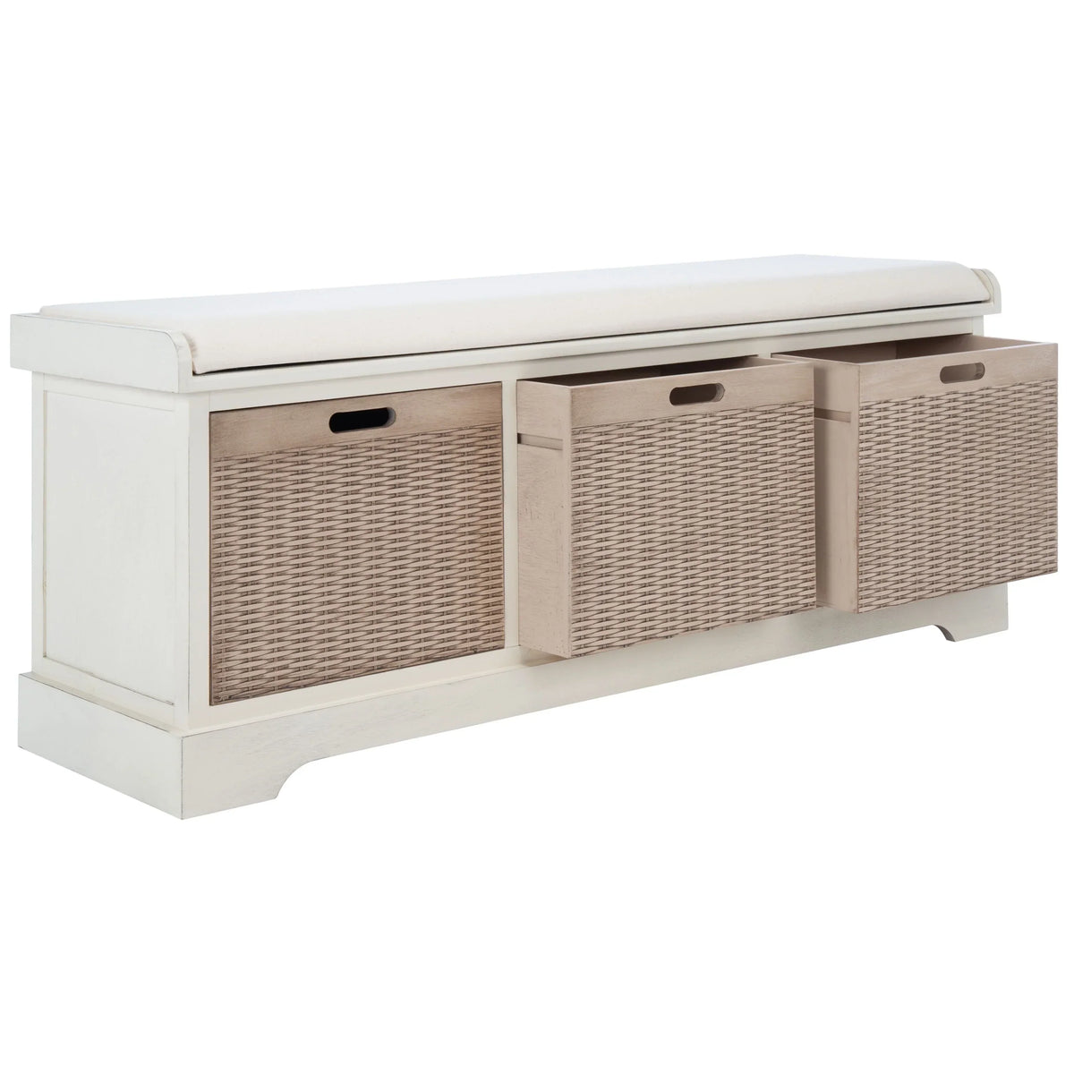 Banco de almacenamiento SAFAVIEH Fiorello con 3 cajones y cojín - 47.3 W x 15 L x 19 H - 47Wx15Dx19H